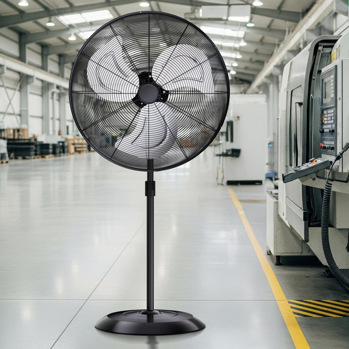 24" High Velocity Oscillating Pedestal Fan, 8000 CFM 3-Speed Standing Fan P491