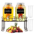 1 Gallon Glass Beverage Dispenser Set of 2 with Stand & Fruit Infuser H761