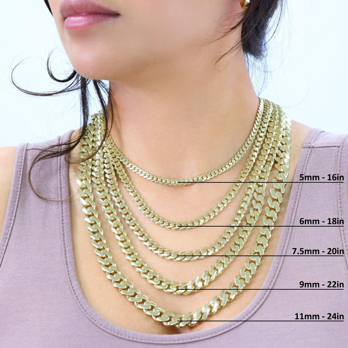 10k Yellow Gold Cuban Link Chain Necklace S726