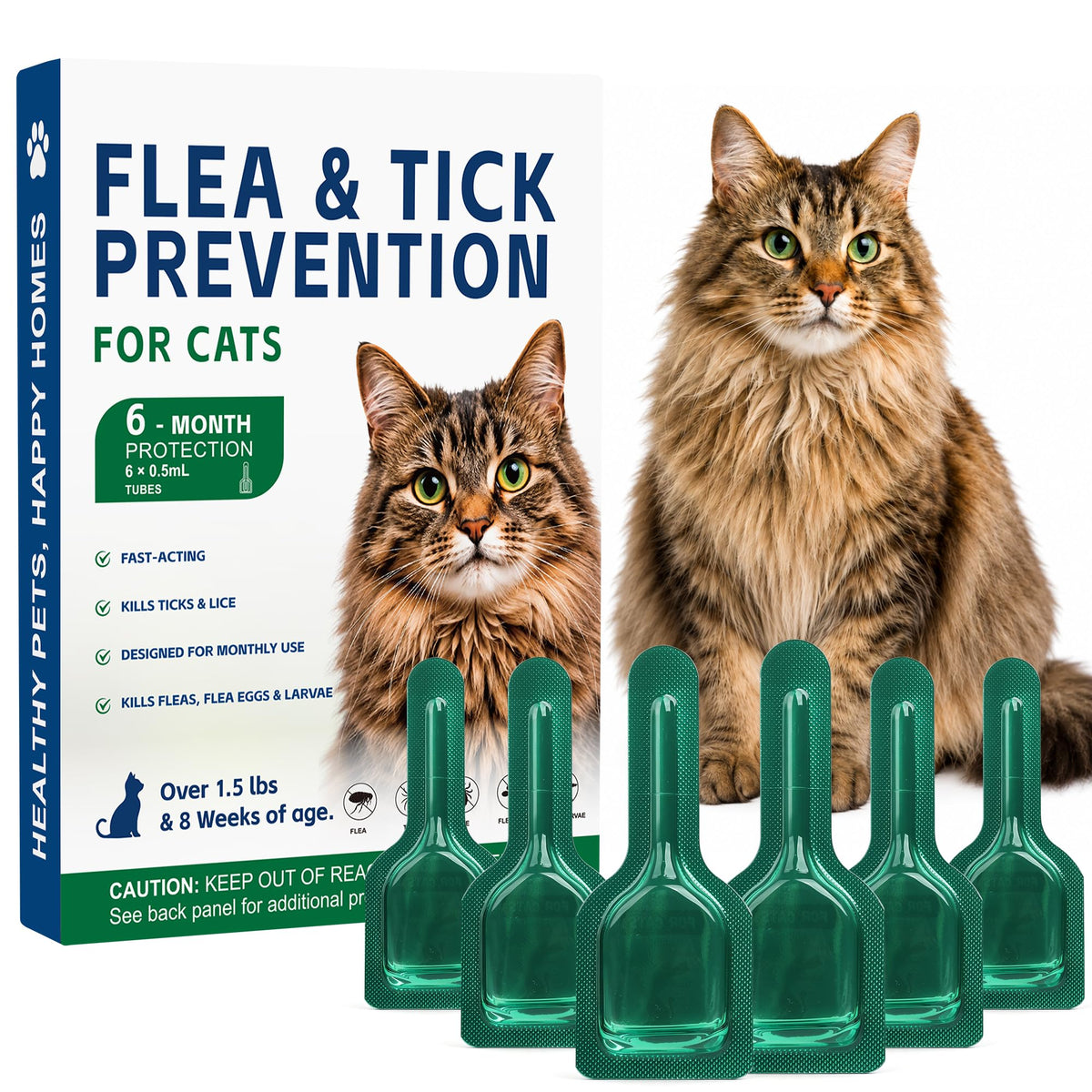 Flea and Tick Drops for Cats 6 Pack C456