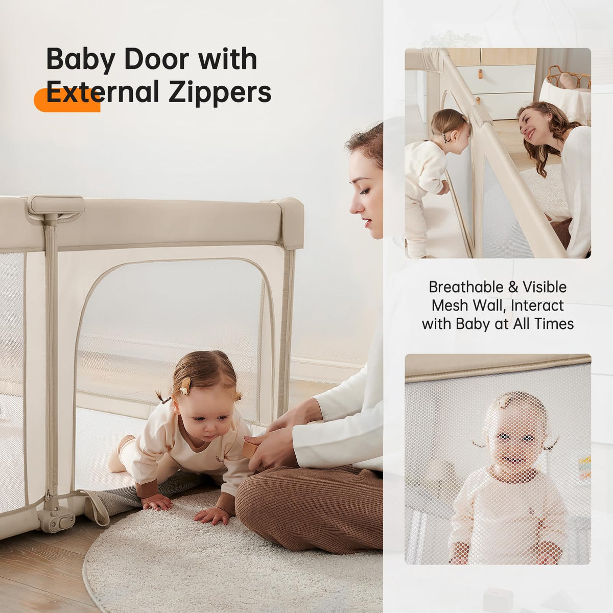 Foldable Baby Playpen with Gate B71649