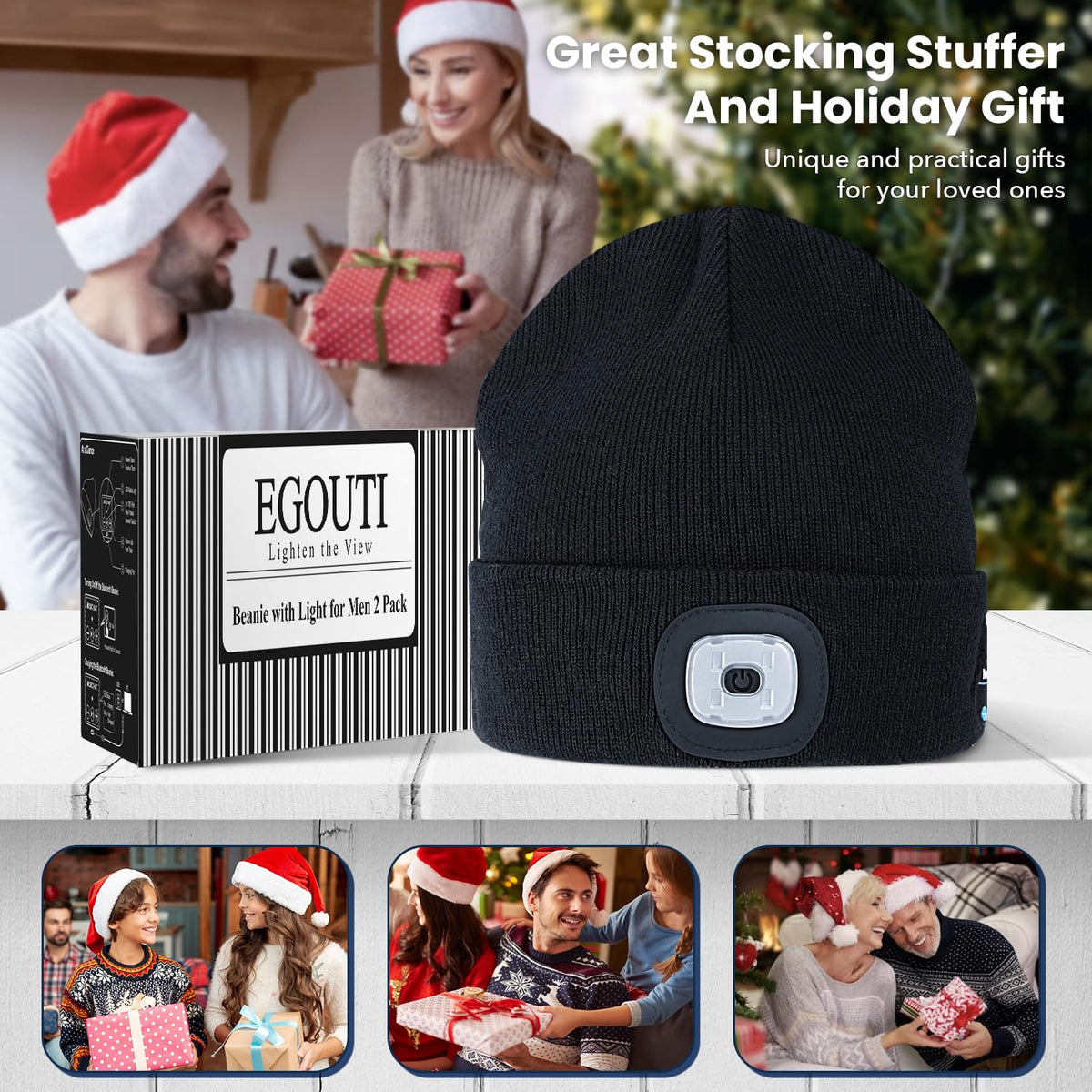 Bluetooth Beanie Hat with Light 2 Pack A389271