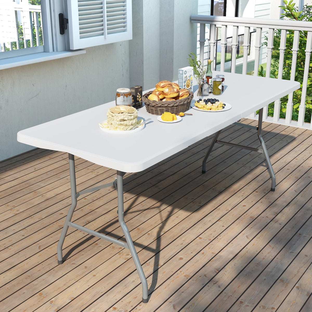6FT White Folding Table V170
