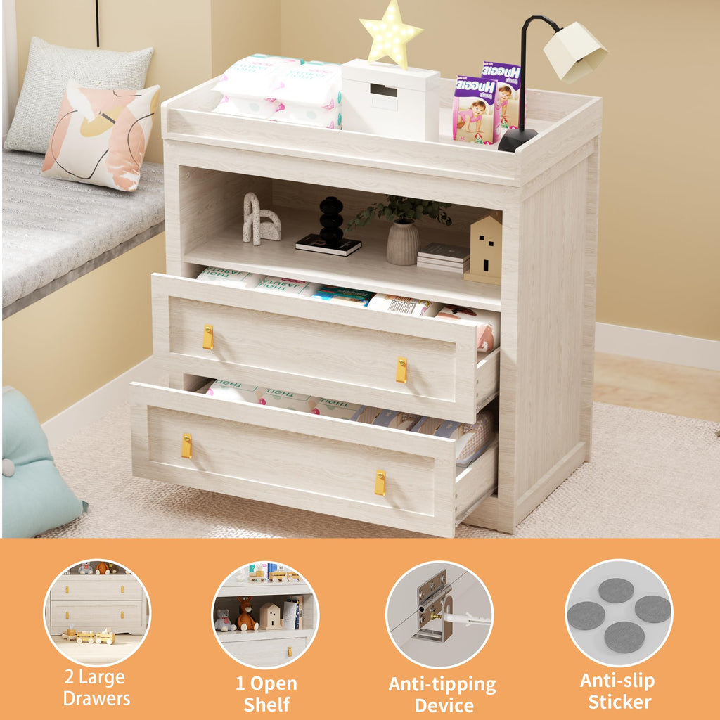 Beige Baby Dresser with Changing Table Top L5083