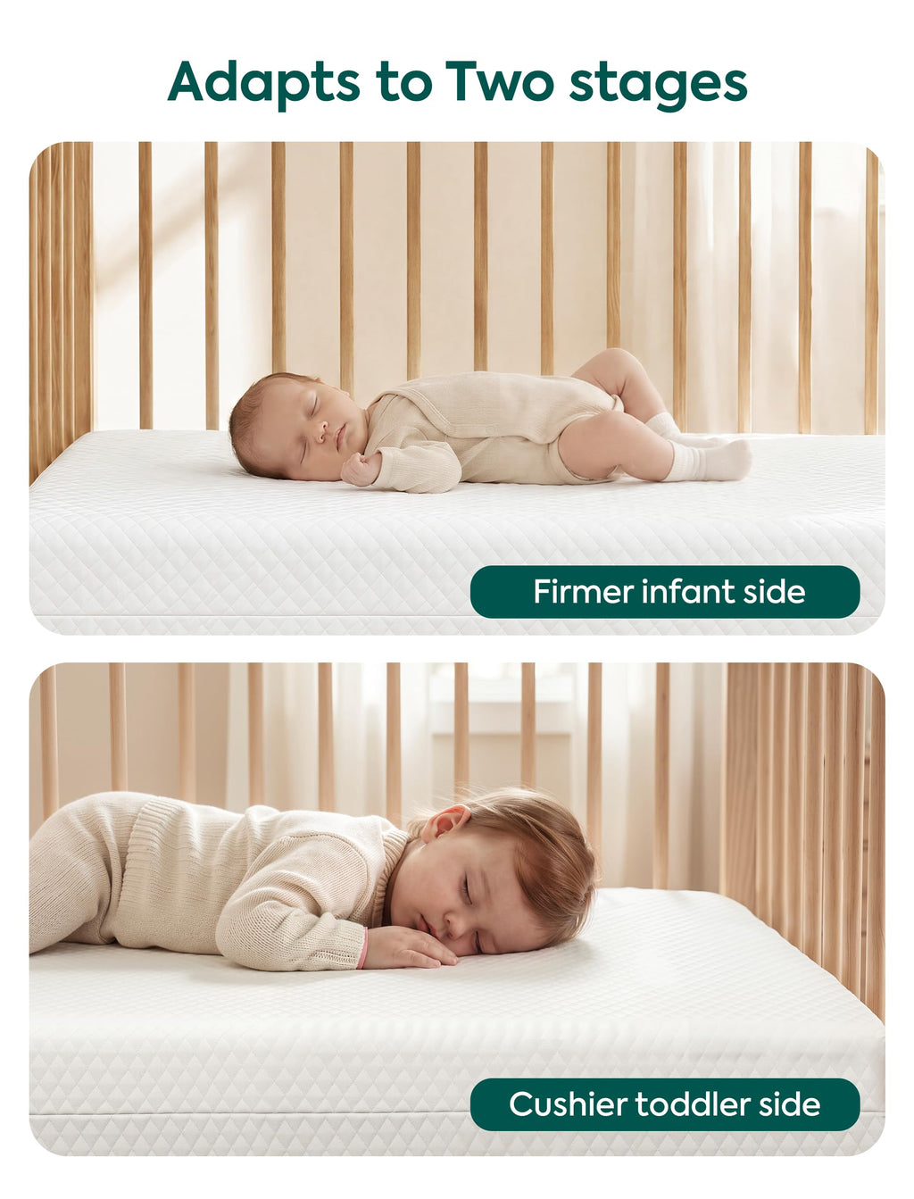 Dual-Sided Memory Foam Waterproof Crib Mattress Y9115