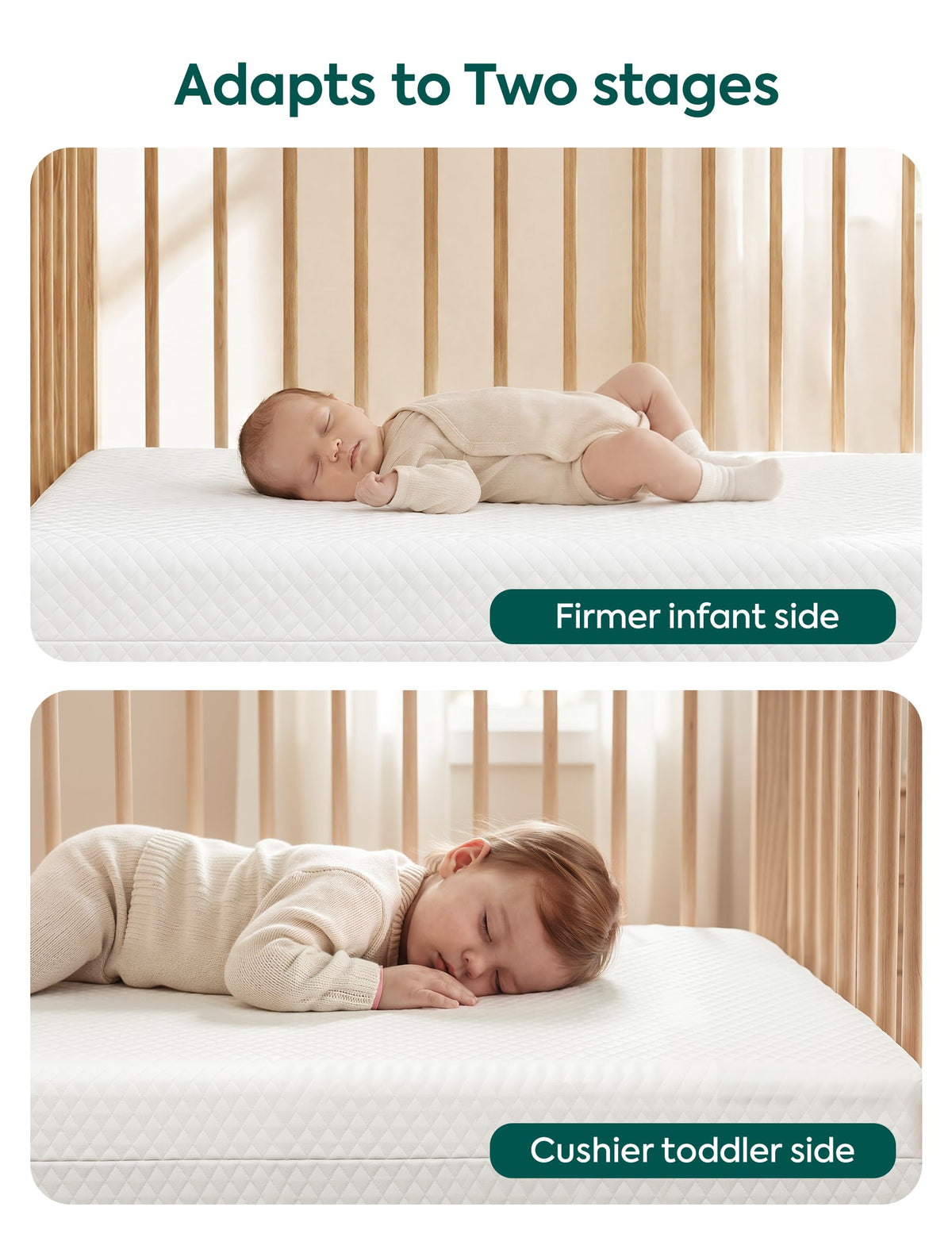 Dual-Sided Memory Foam Waterproof Crib Mattress Y9115
