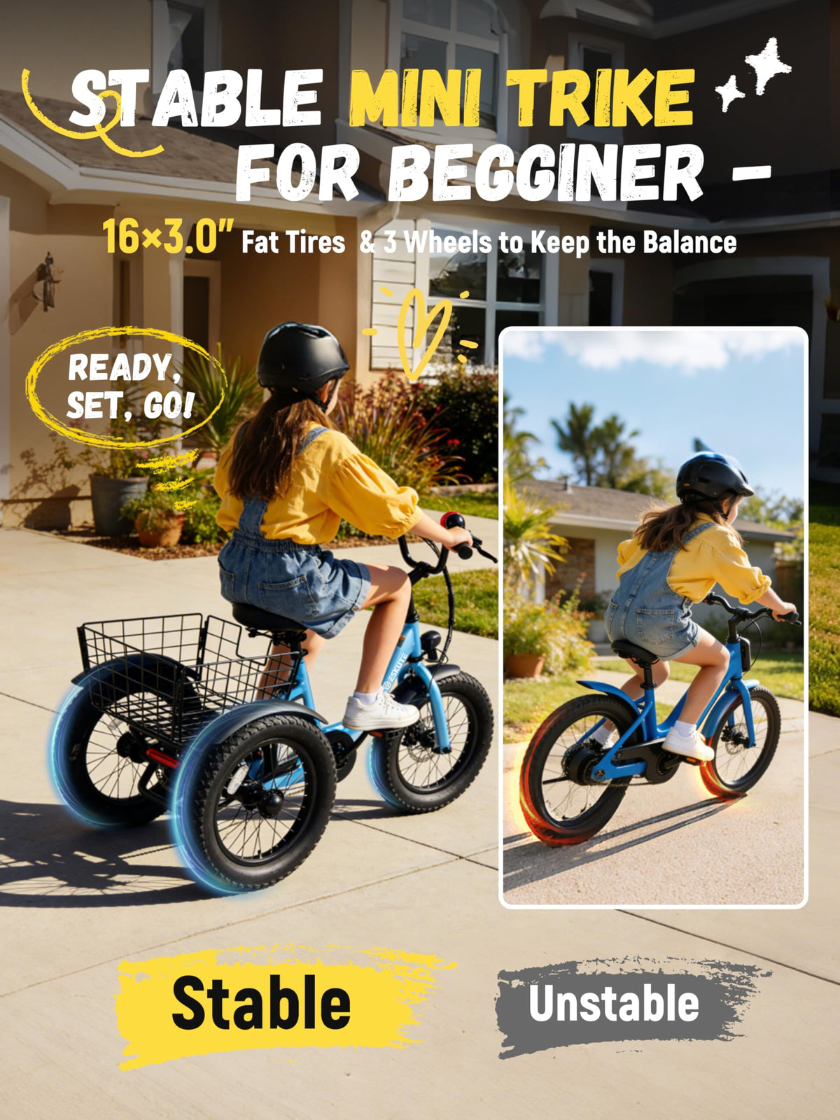 Blue Fat Tire Folding Electric Trike E131043