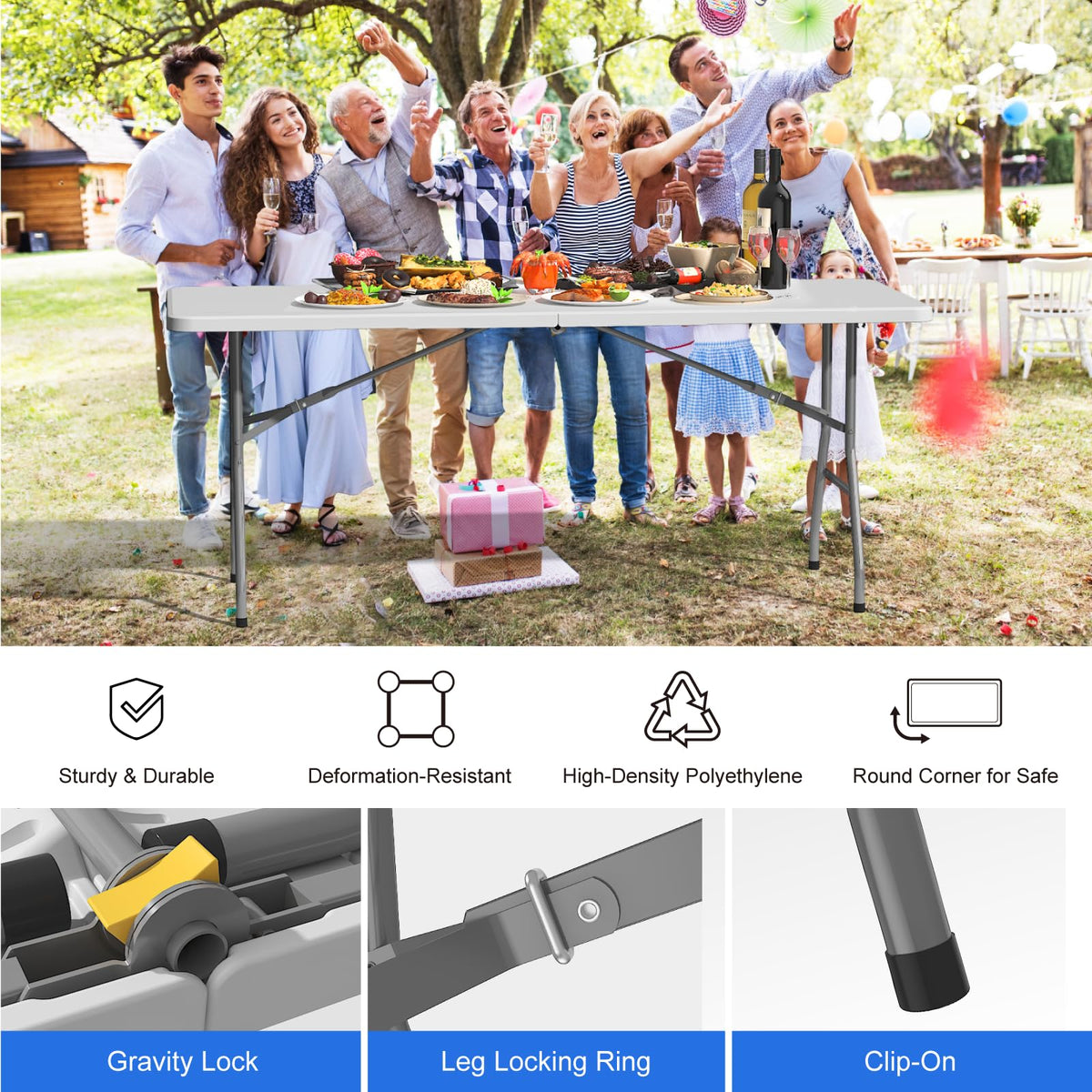 6FT White Folding Table V170