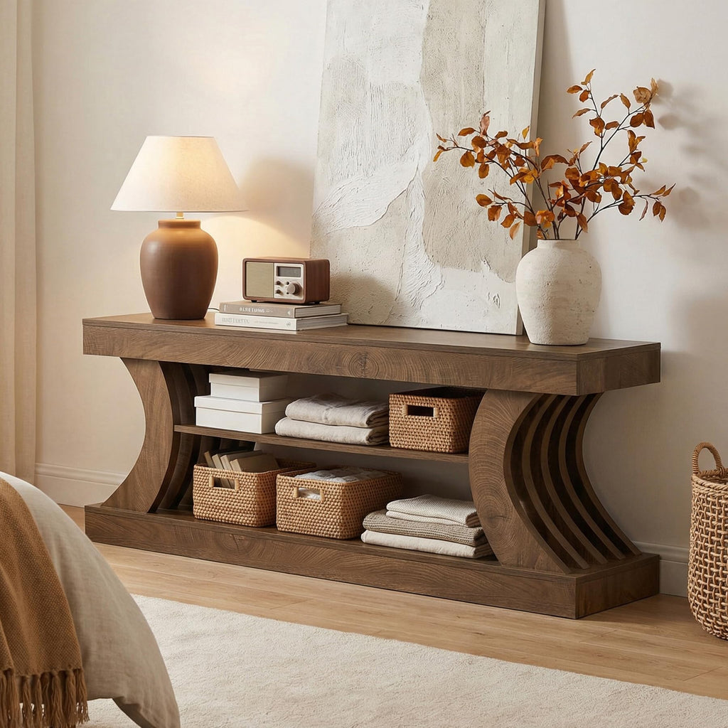 63" Brown TV Stand with Storage Shelf K615453