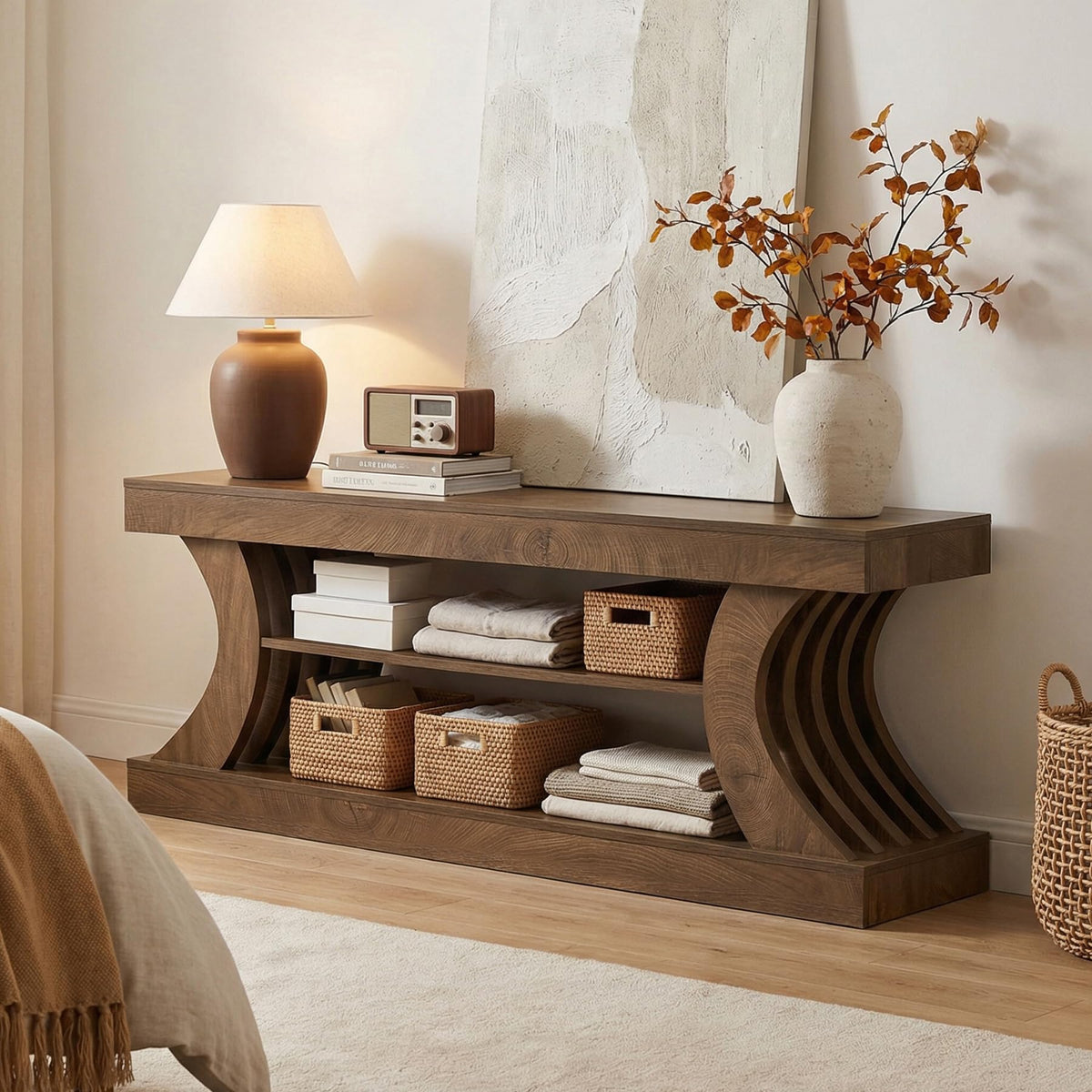 63" Brown TV Stand with Storage Shelf K615453