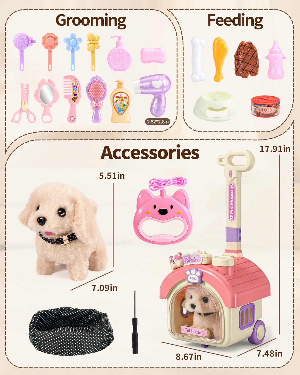 Dog Toy with Portable Puppy Stroller U91119