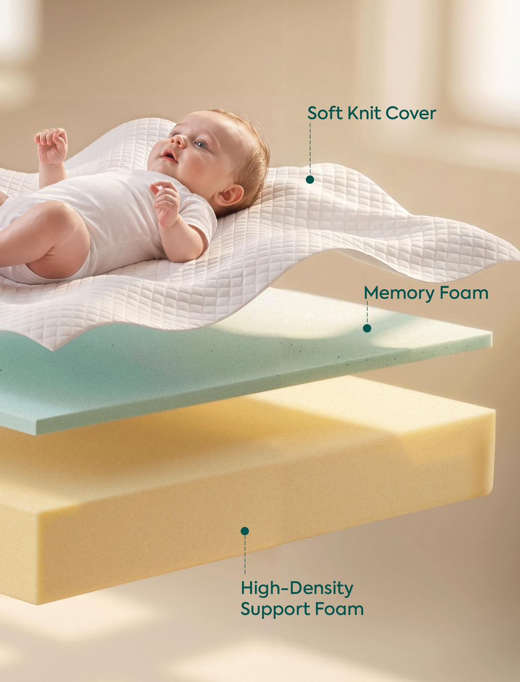 Dual-Sided Memory Foam Waterproof Crib Mattress Y9115
