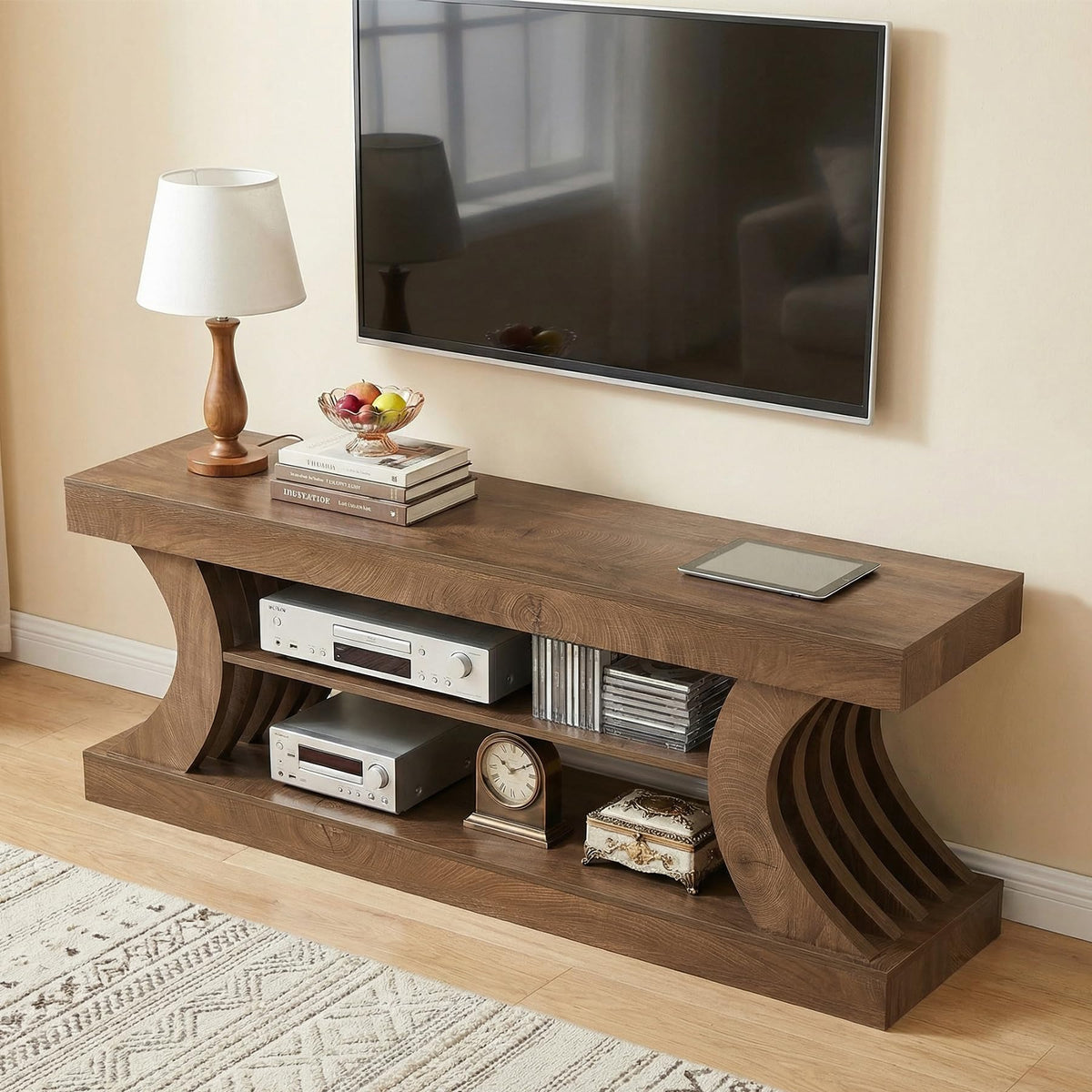 63" Brown TV Stand with Storage Shelf K615453