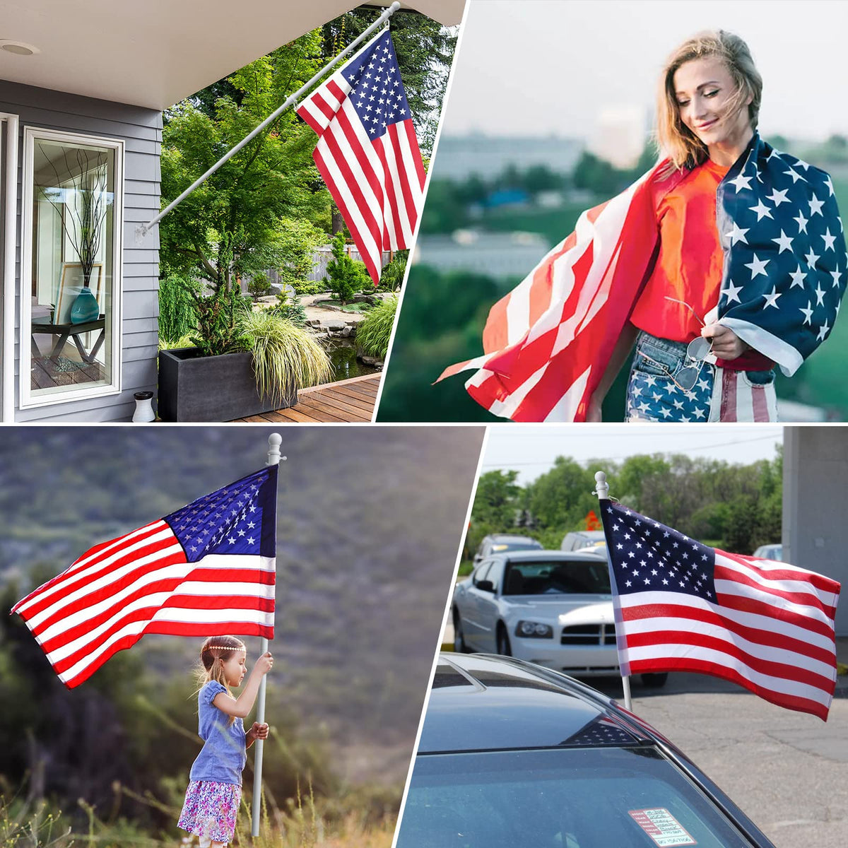 5ft White Tangle Free Flag Pole with 3x5 Embroidered US Flag V425274