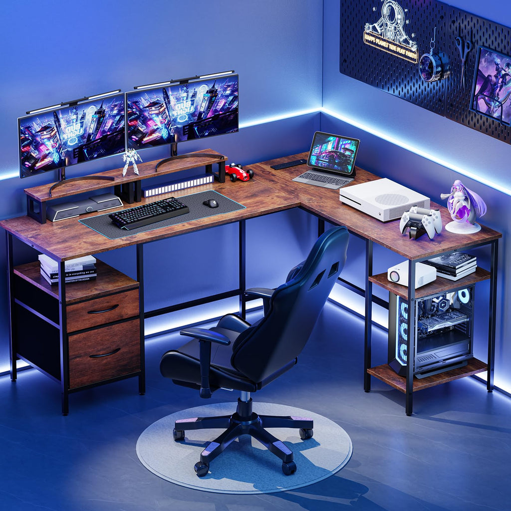 62 Inch L Shaped Computer Desk with Charging Station N645