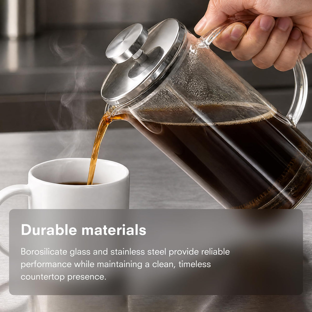 34 oz Borosilicate Glass French Press Coffee Maker Z939