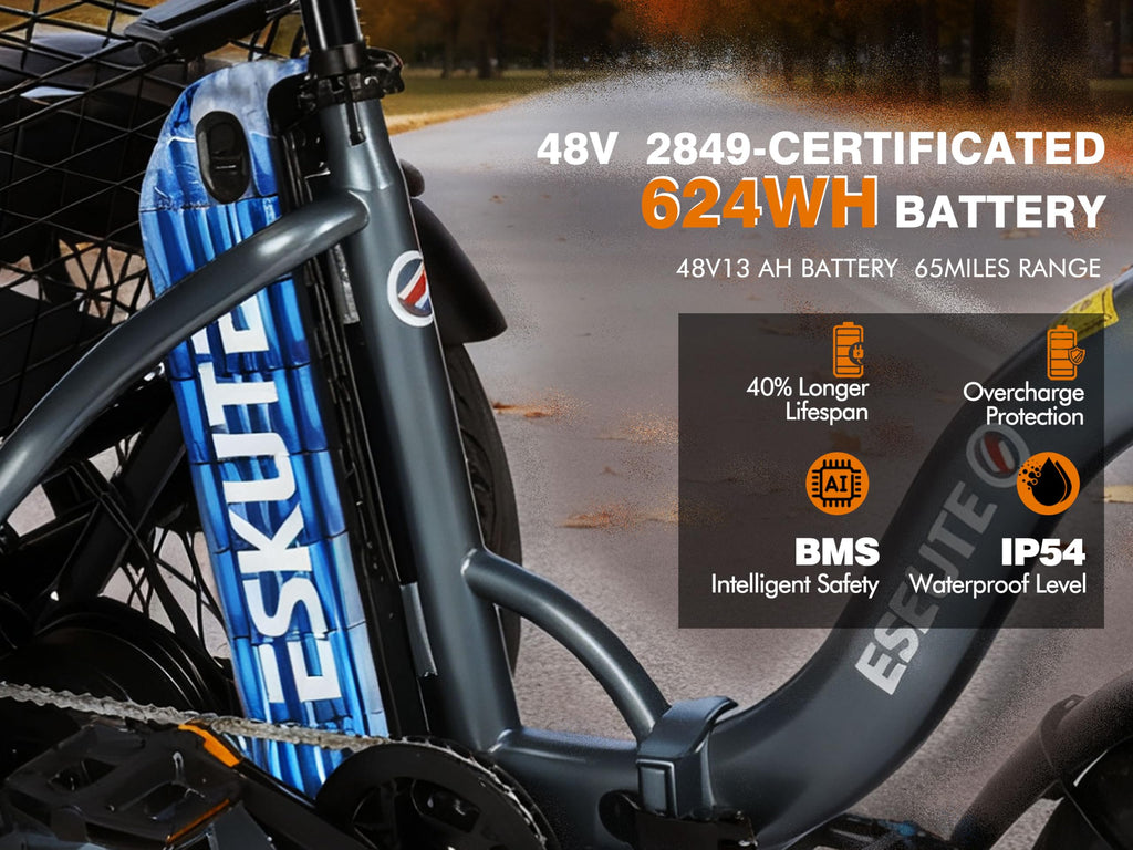Electric Tricycle Bike 1200W Folding 3 Wheel Bicycle K3071