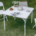 34'' Square Folding Card Table, Portable Plastic Dining Table with Carry Handle, White X844136