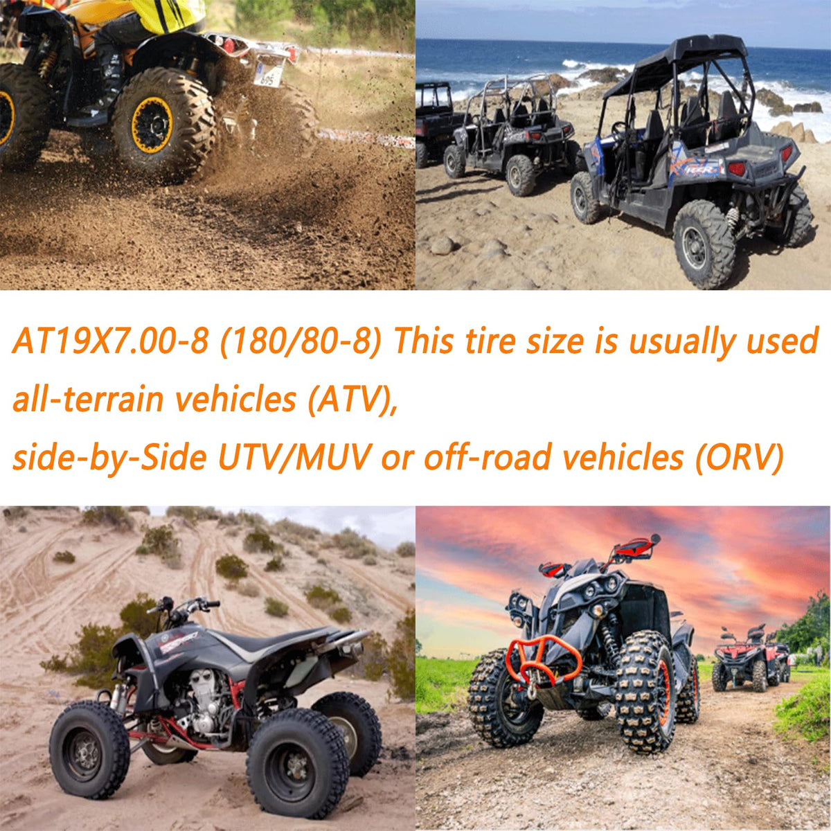 Pack of 2 19x7-8 Off-Road ATV/UTV Tires F6688