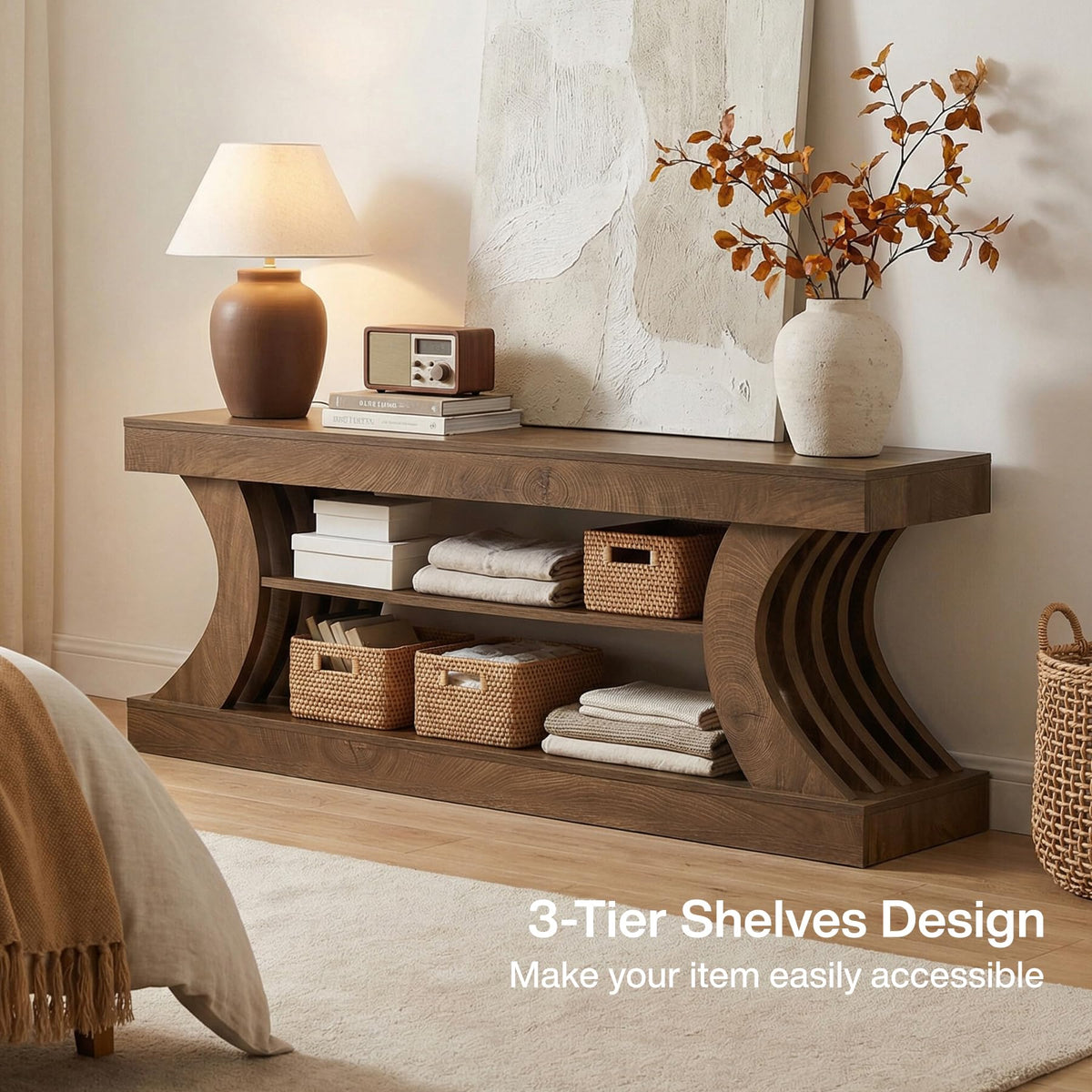 63" Brown TV Stand with Storage Shelf K615453