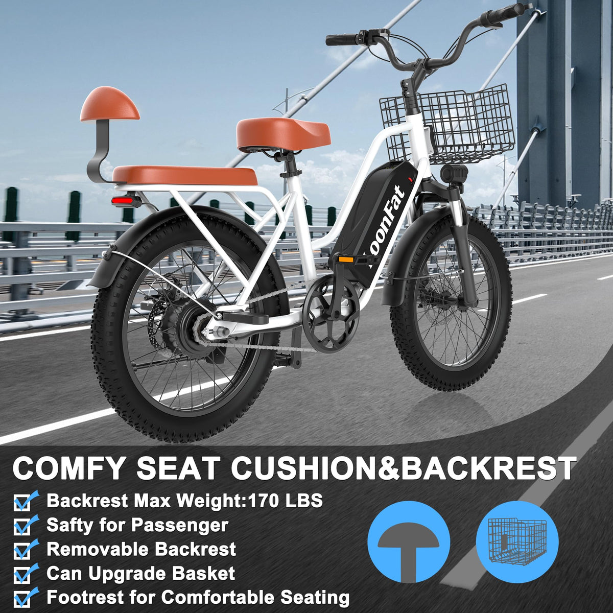 1000W 48V 13Ah Electric Bicycle with Rear Seat and Front Basket J953