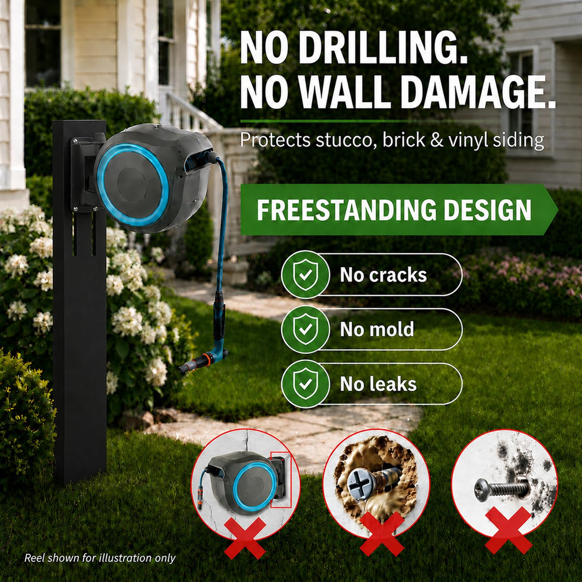 Retractable Garden Hose Reel Mounting Post S12708