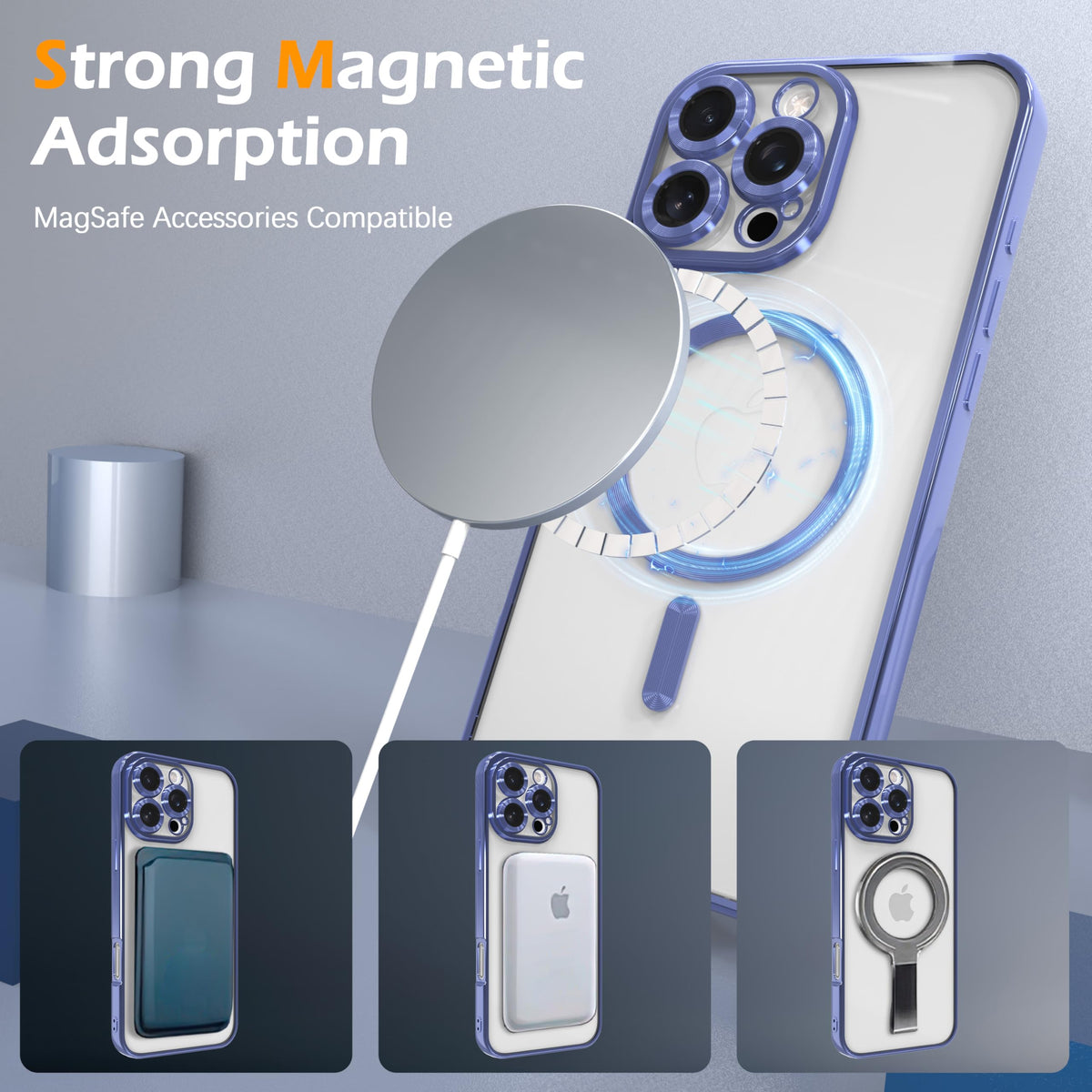 Magnetic Clear Case for iPhone 13 Pro Max with Camera Lens Protection D674