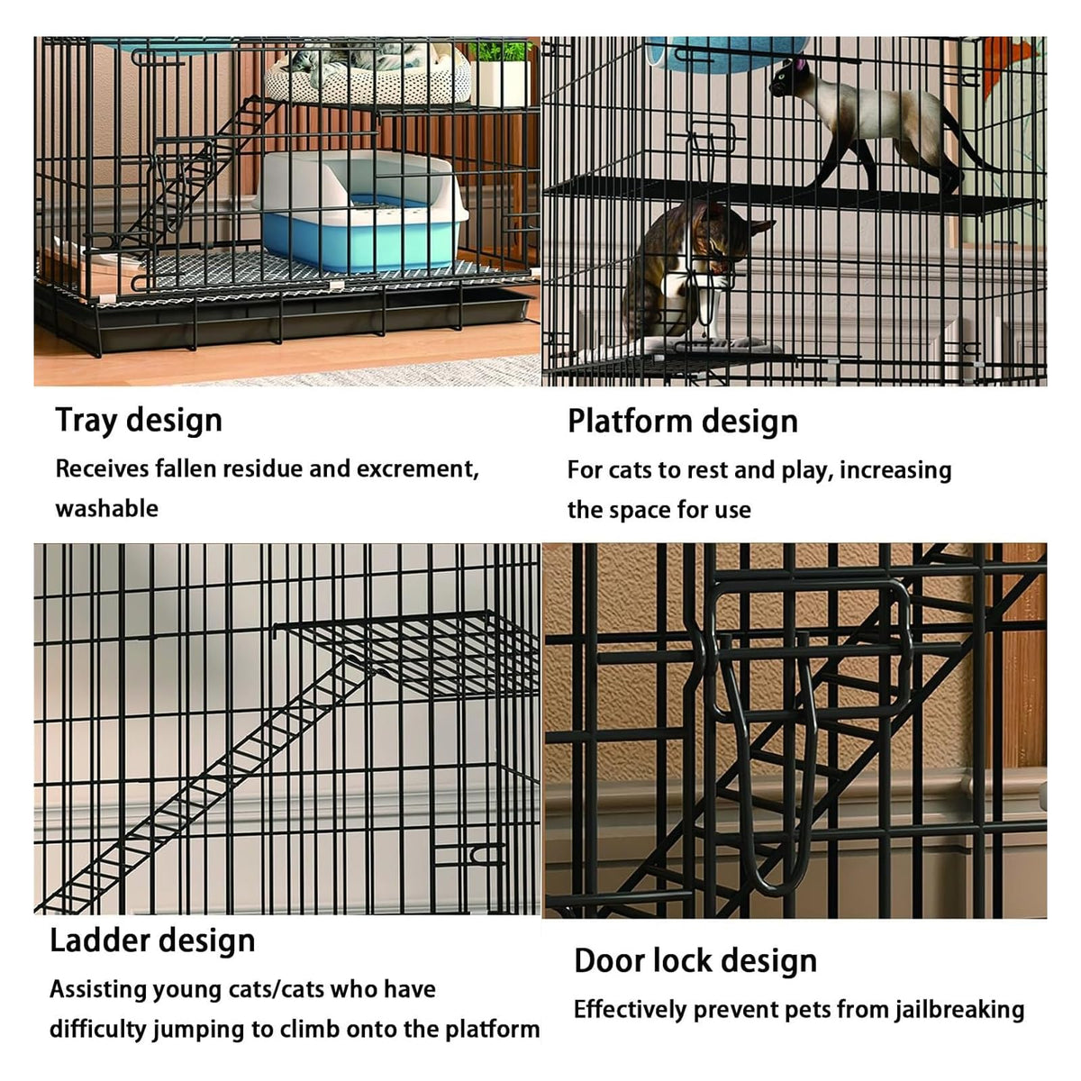 4-Tier Cat Cage with Wheels J691335
