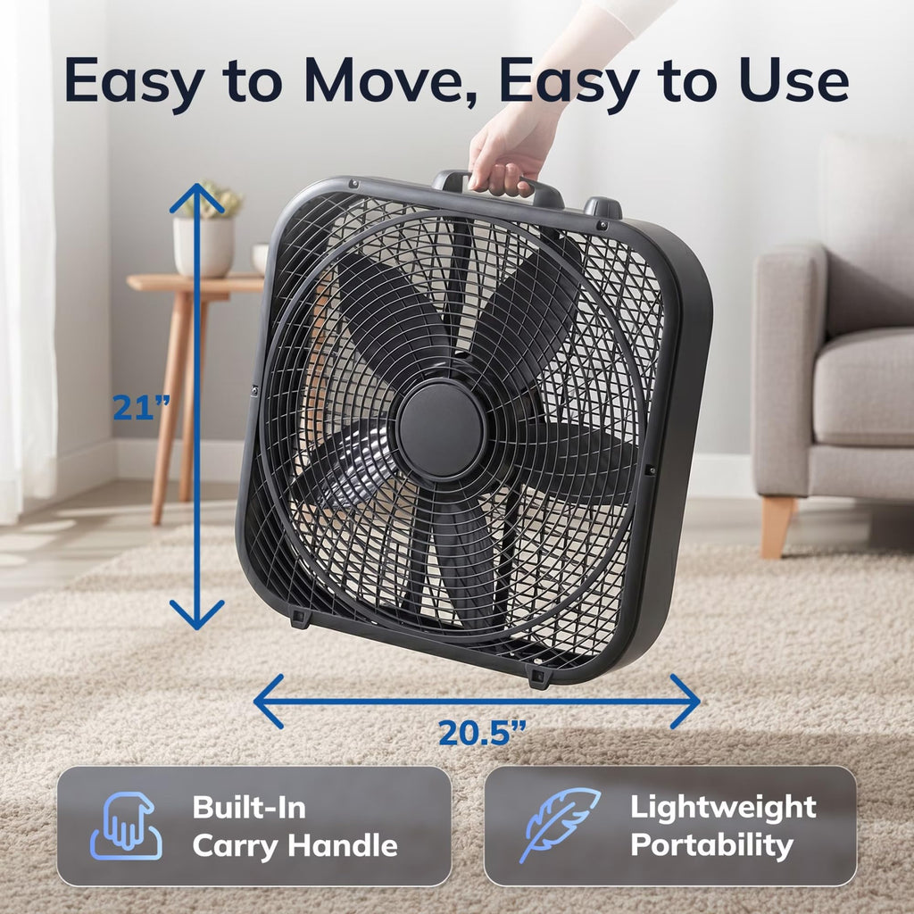 Black 3-Speed Box Fan K551