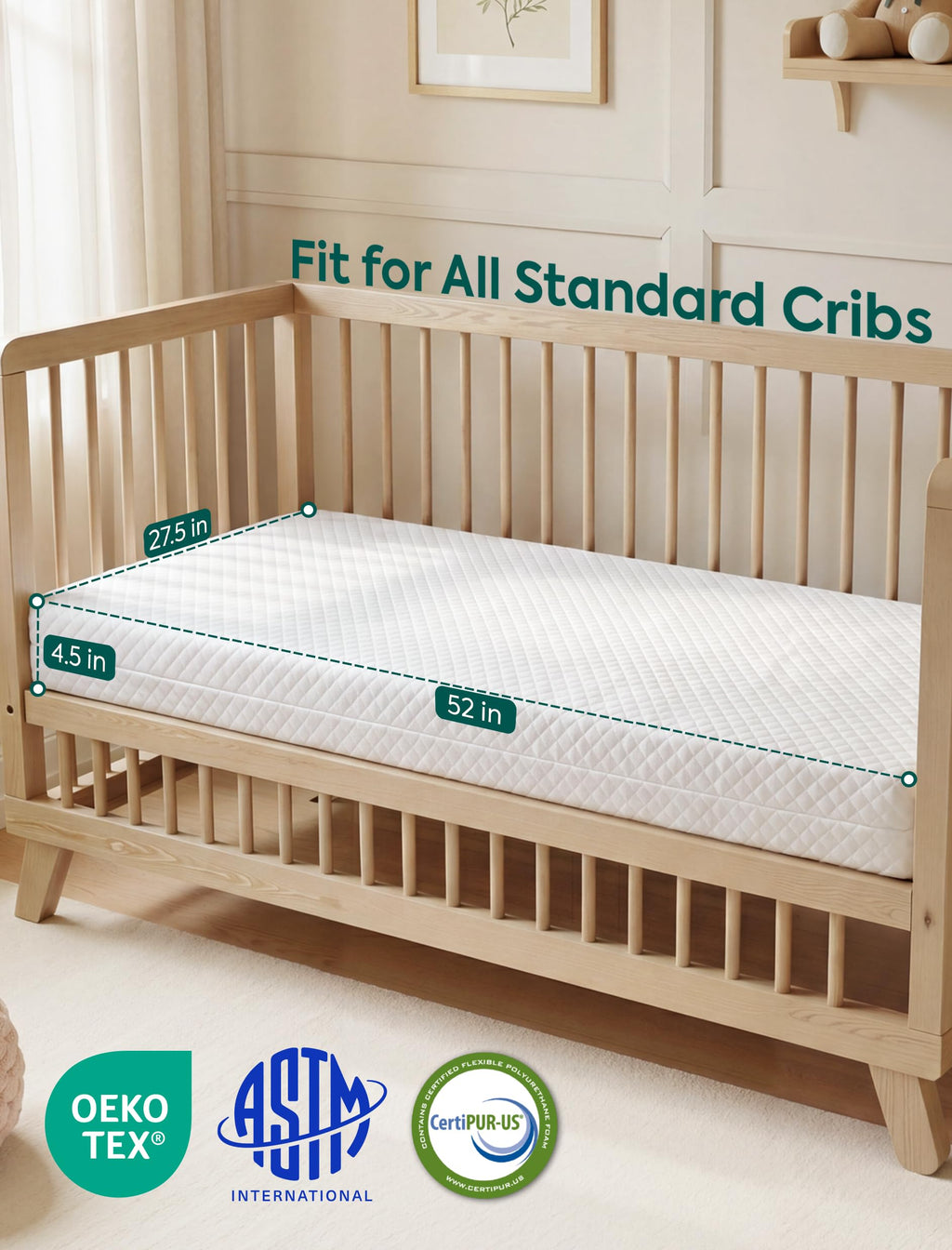 Dual-Sided Memory Foam Waterproof Crib Mattress Y9115
