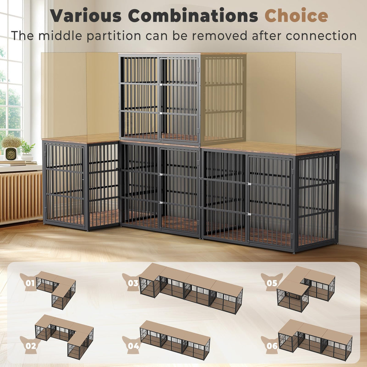 48'' XXL Dog Crate Furniture with 3 Doors V40507