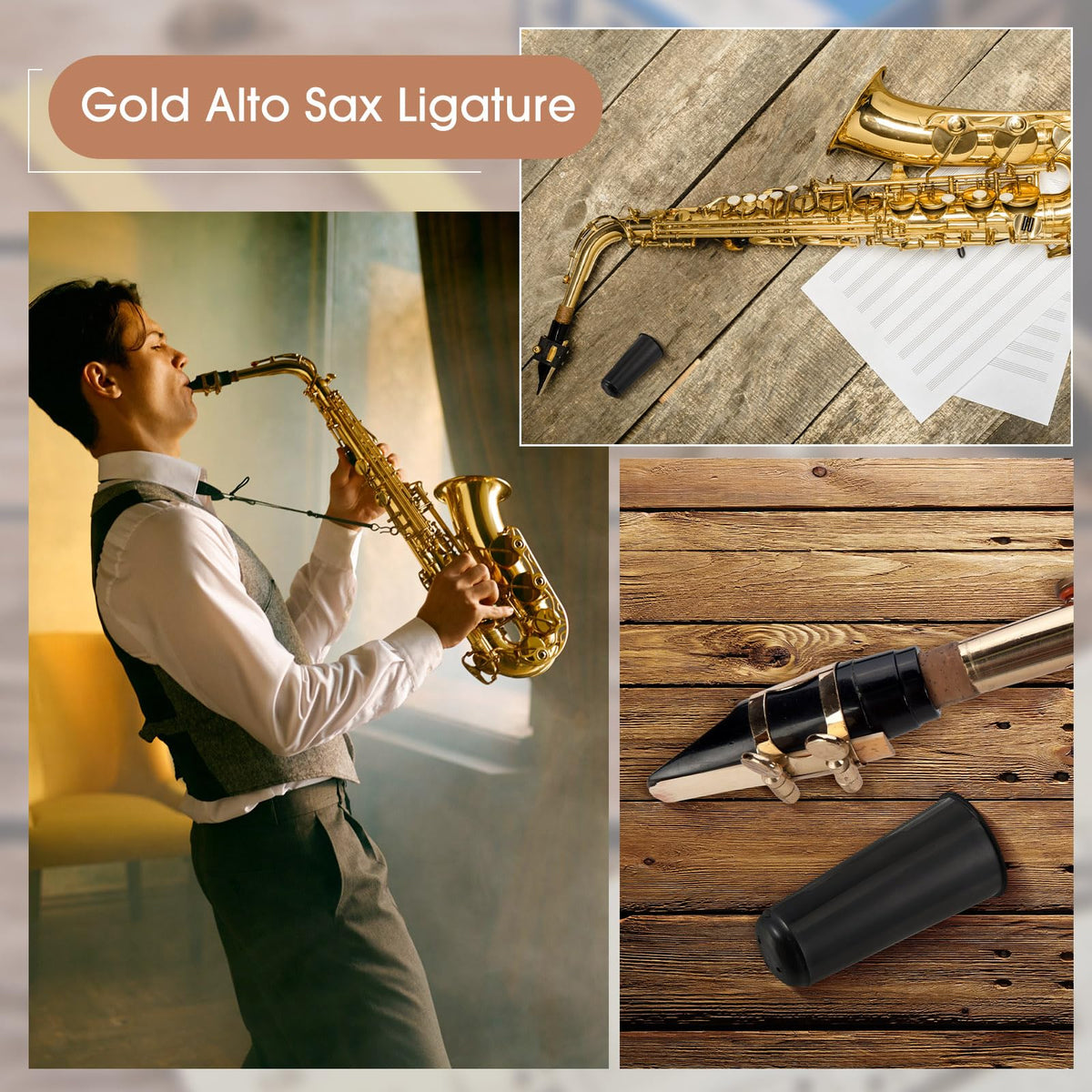 2 Set Alto Saxophone Mouthpiece Kit with 2.5 Reeds E5364