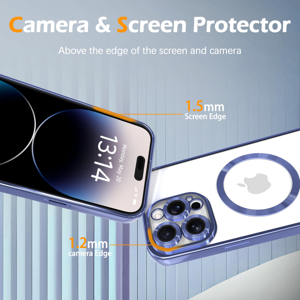 Magnetic Clear Case for iPhone 13 Pro Max with Camera Lens Protection D674