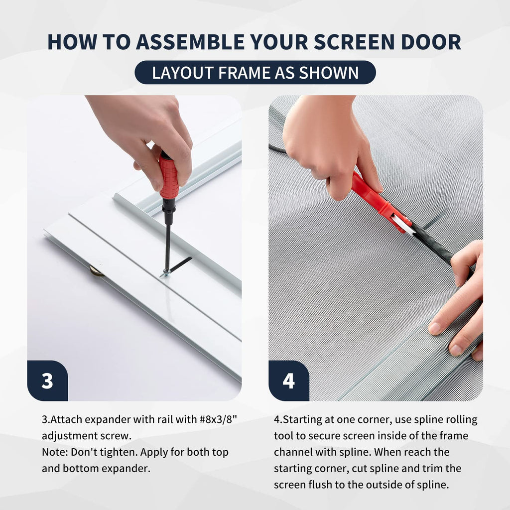 Heavy Duty Aluminum Sliding Screen Door Kit 36''x80'' V3266