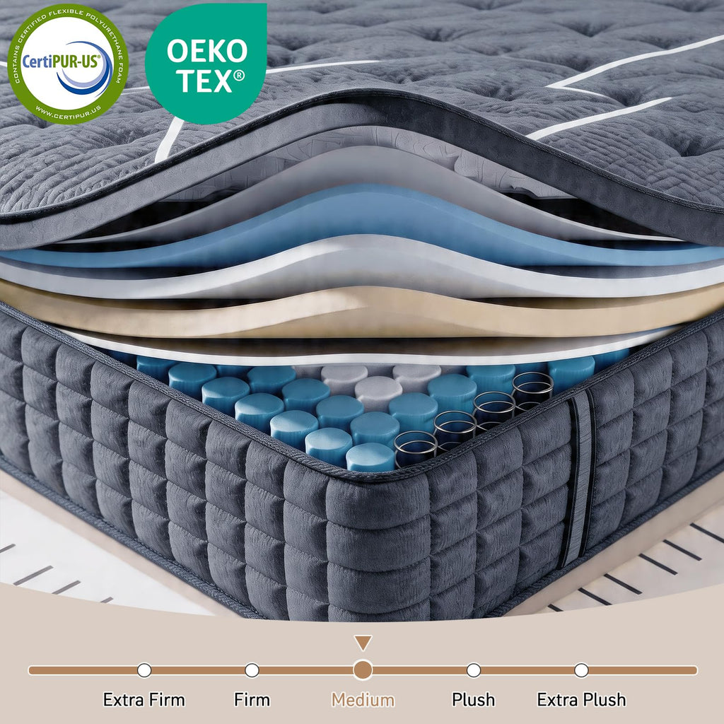 Full Size 12 Inch Gel Memory Foam Pocket Spring Mattress A4587