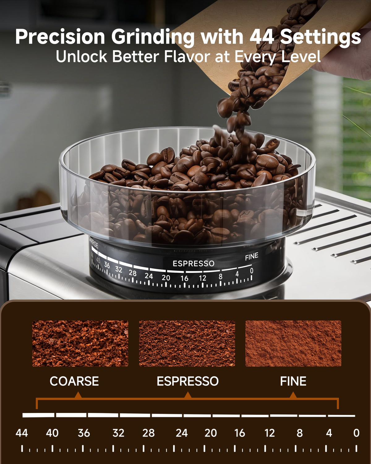 Espresso Machine with Grinder, 20 Bar, Milk Frother A559