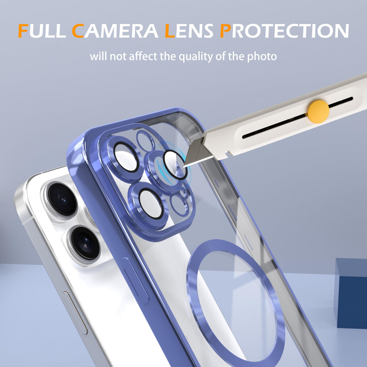 Magnetic Clear Case for iPhone 13 Pro Max with Camera Lens Protection D674