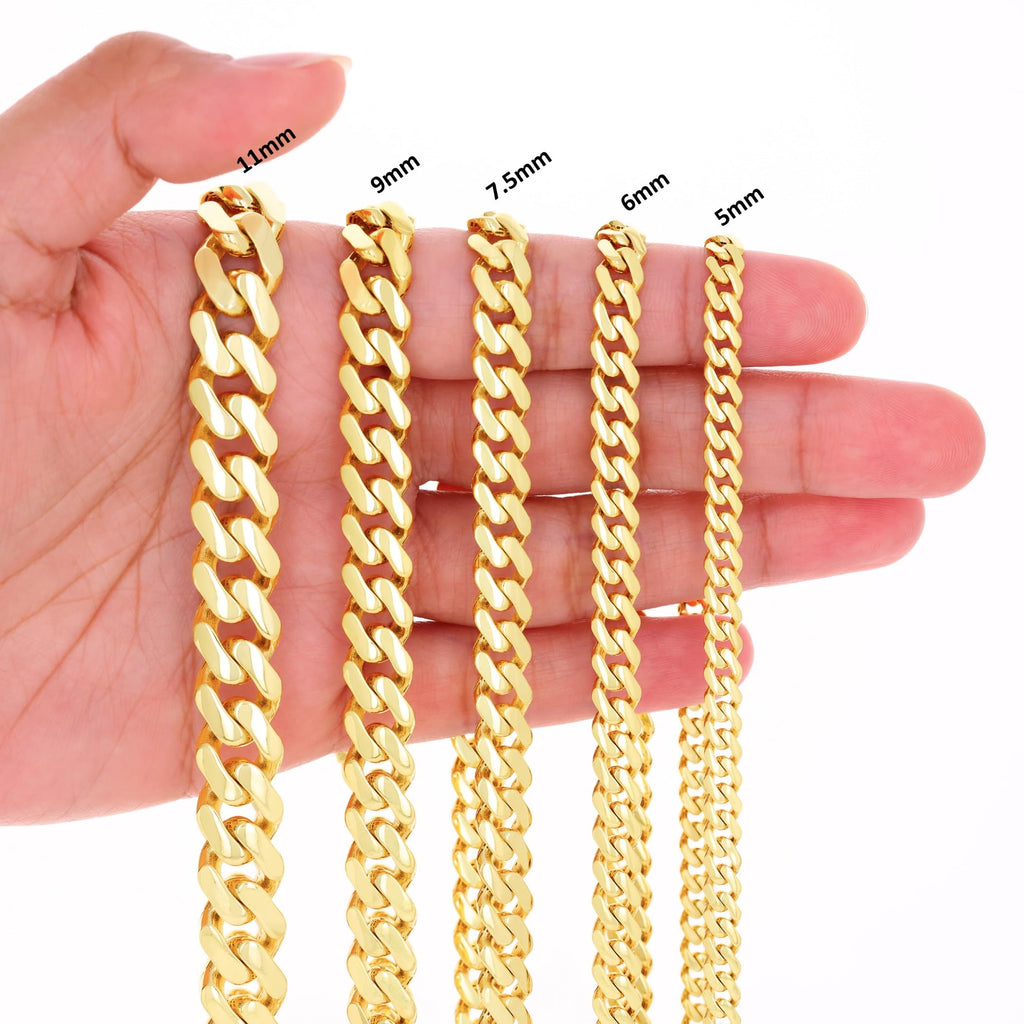 10k Yellow Gold Cuban Link Chain Necklace S726