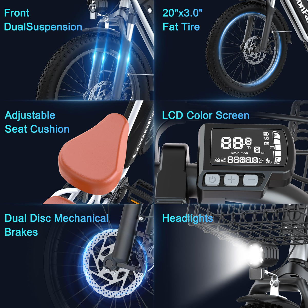 1000W 48V 13Ah Electric Bicycle with Rear Seat and Front Basket J953