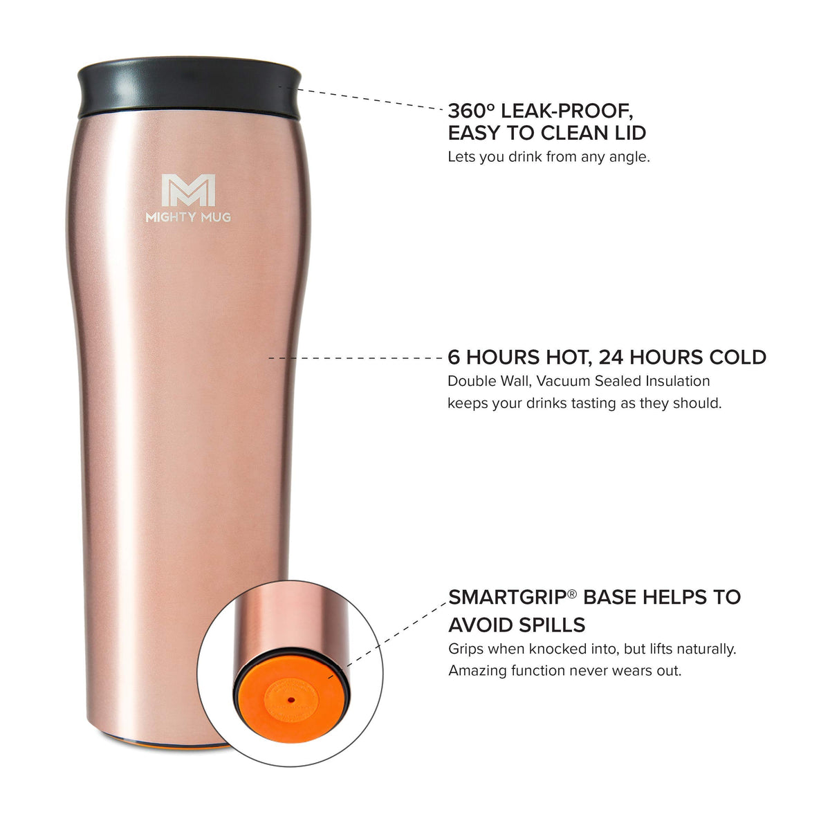 Silver Rosegold Stainless Steel 16 oz Insulated Travel Mug 2 Pack K995990