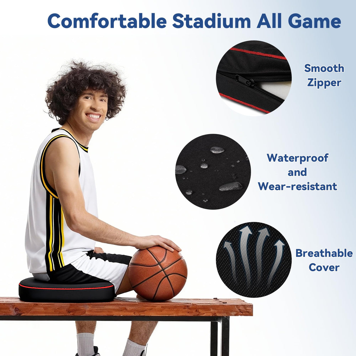 3.5" Extra Thick Resilient Foam Stadium Seat Cushion 2Pcs Red J15704