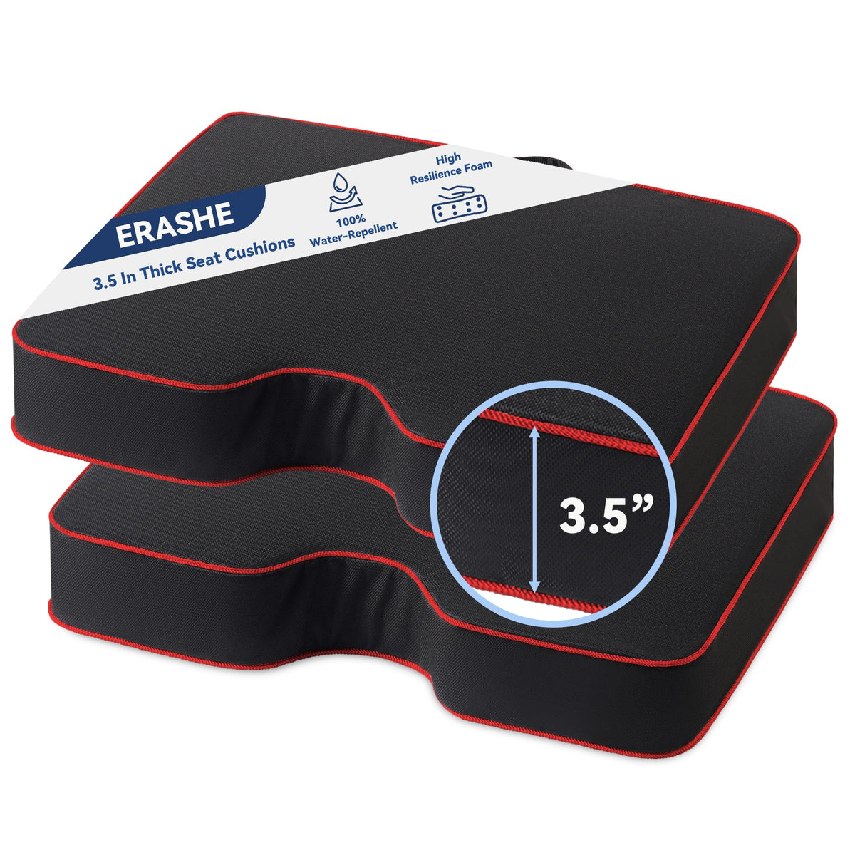 3.5" Extra Thick Resilient Foam Stadium Seat Cushion 2Pcs Red J15704