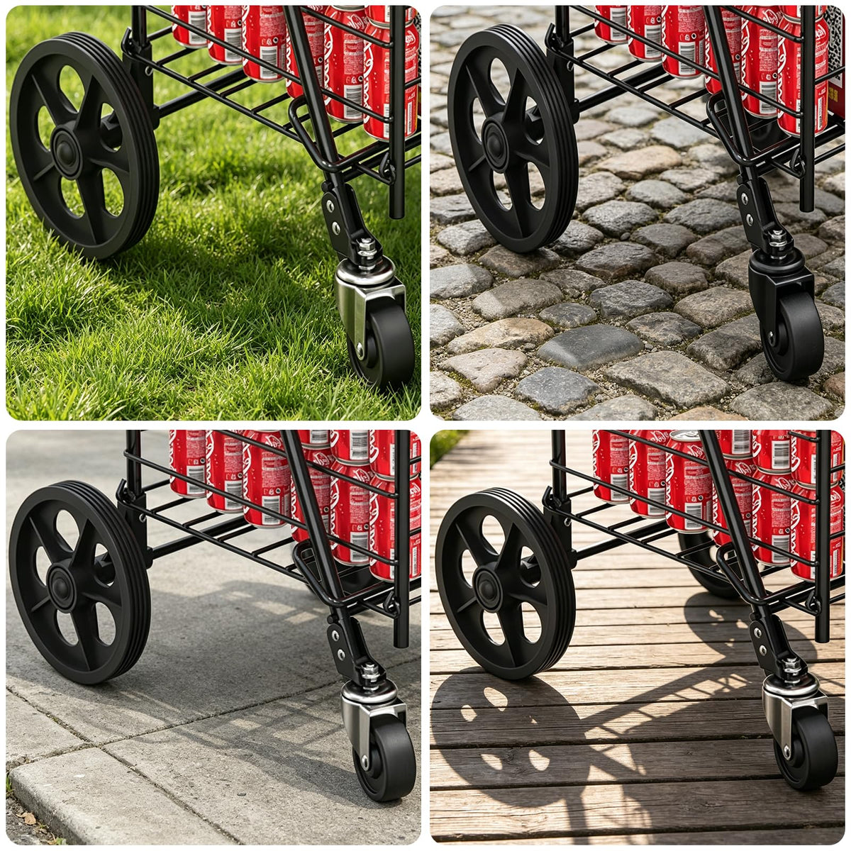 Grocery Shopping Cart with Swivel Wheels, Collapsible Utility Cart Y245