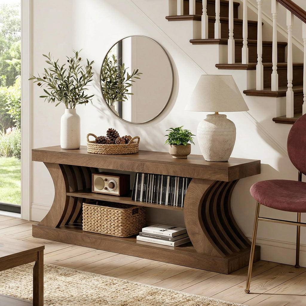 63" Brown TV Stand with Storage Shelf K615453