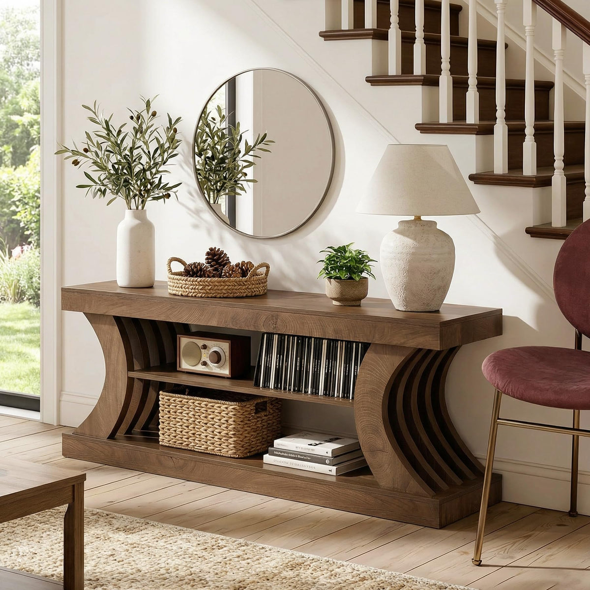 63" Brown TV Stand with Storage Shelf K615453
