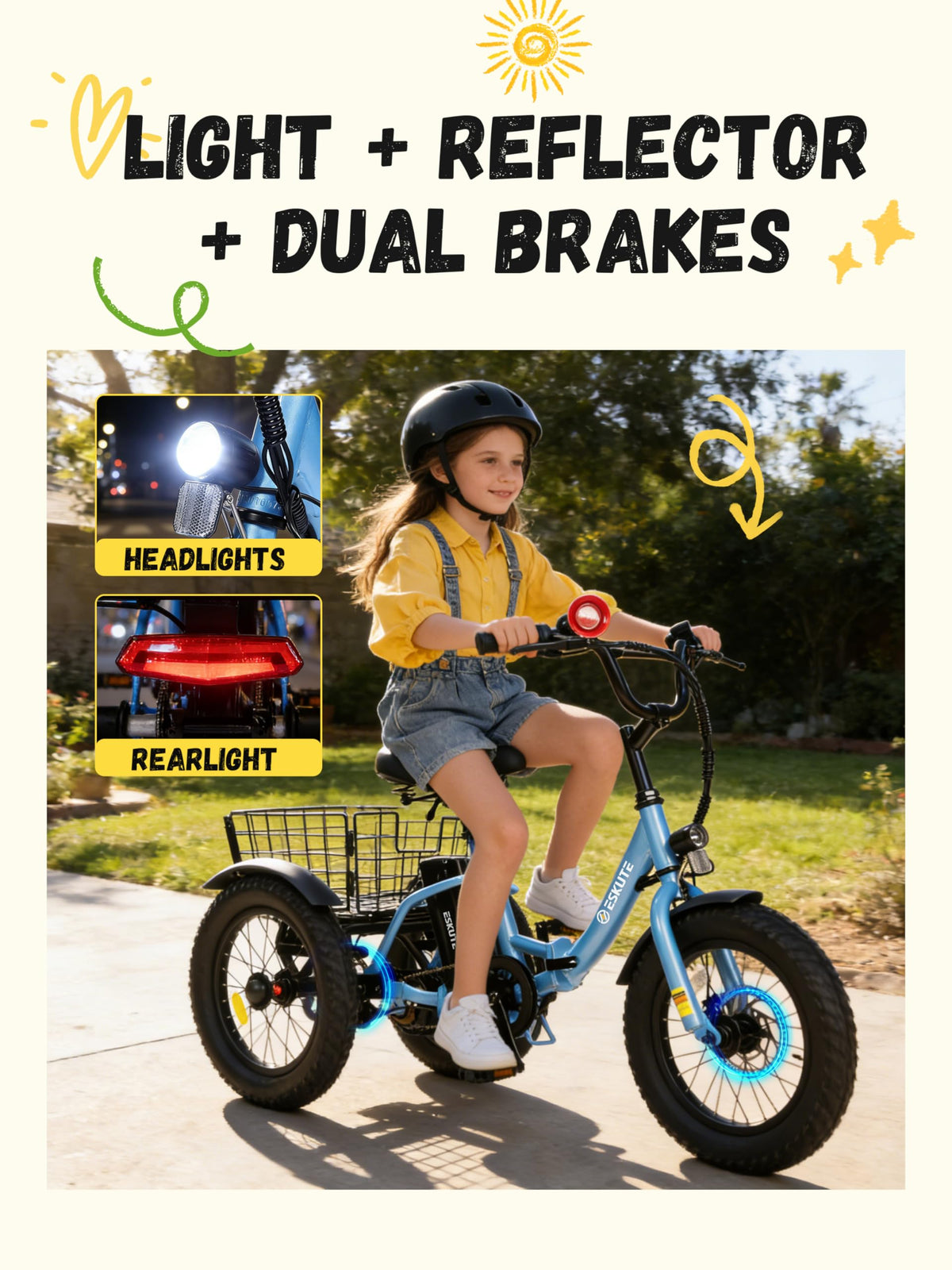 Blue Fat Tire Folding Electric Trike E131043