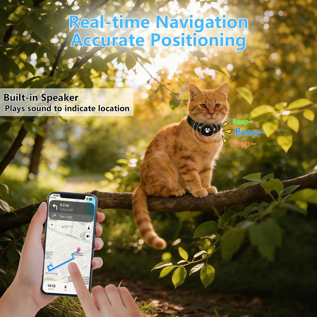 GPS Cat Collar Tracker, Waterproof, Black T517928