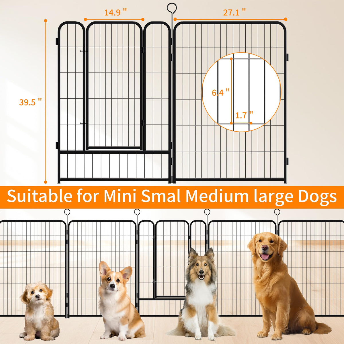 16-Panel Heavy-Duty Metal Dog Playpen Z199