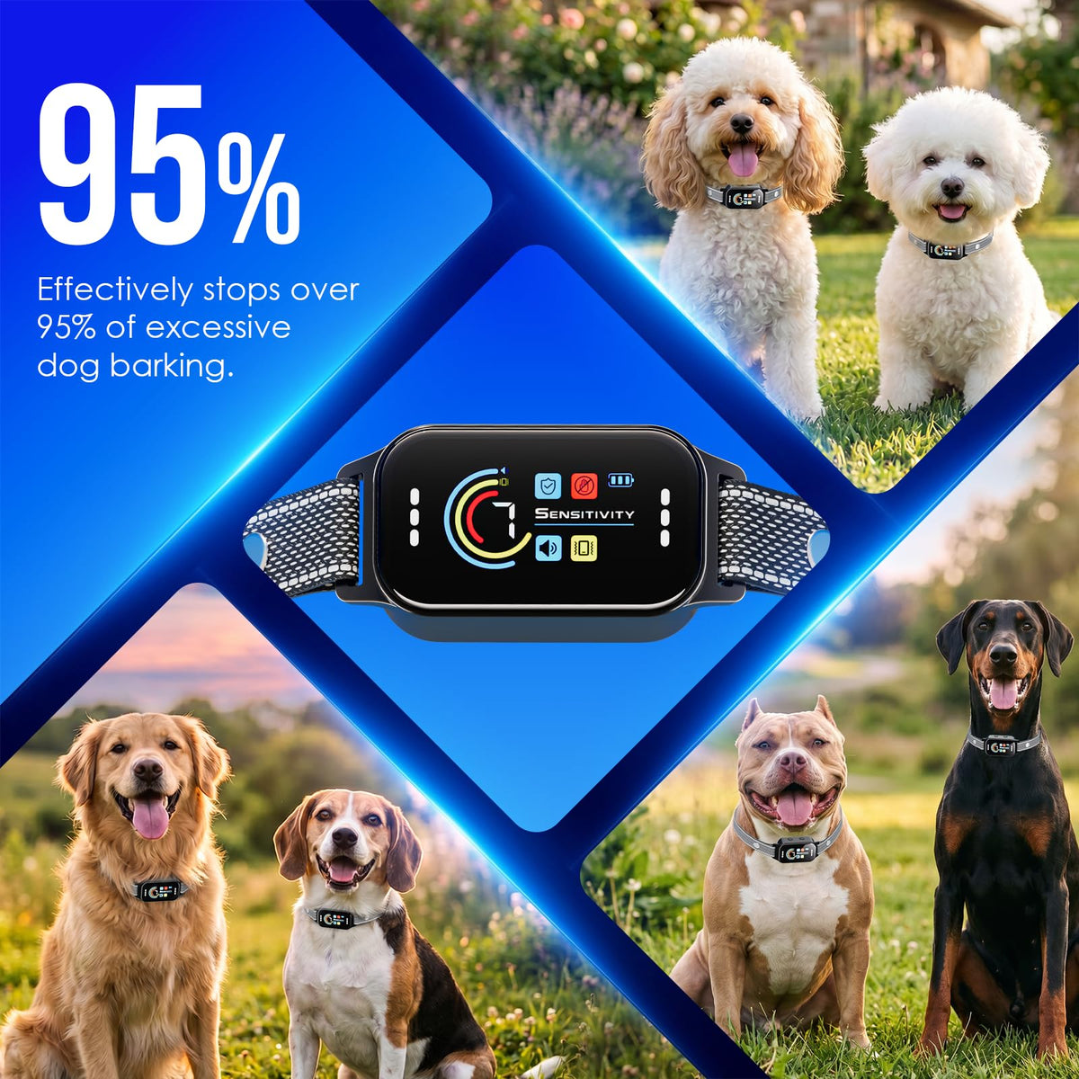 Dog Bark Collar 2 Pack, 7 Sensitivity Levels, 5 Training Modes I831