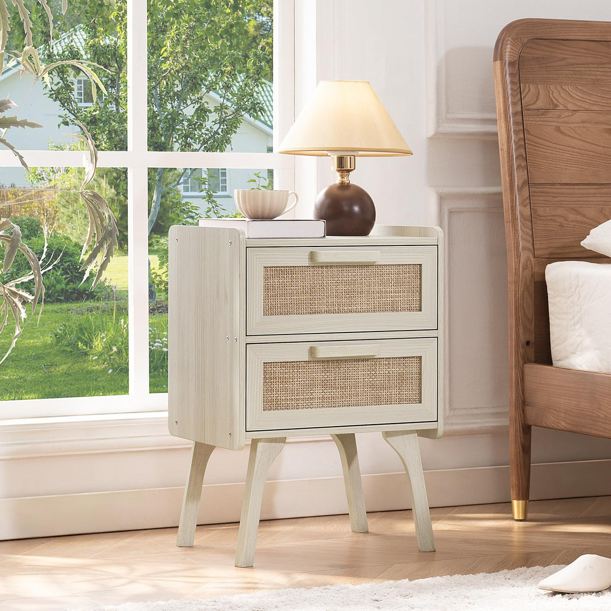 Rattan Night Stand with 2 Drawers F429